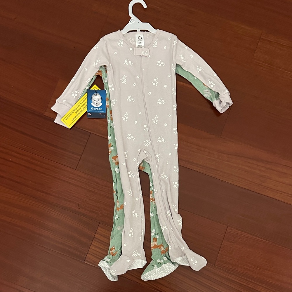 Gerber Gray Floral Kids Footie